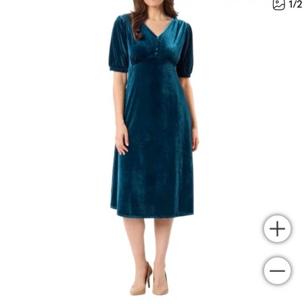 Elegant Teal Velvet Dress